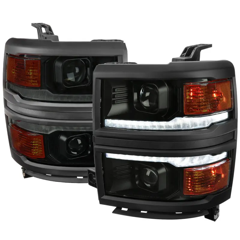 Spec-D 14-15 Silverado 1500 Sequential Headlights Black/Smoked 1