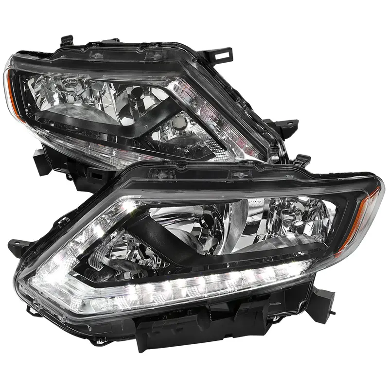 Spec-D 14-16 Nissan Rogue Headlights Led Strip Oem Style Black 1