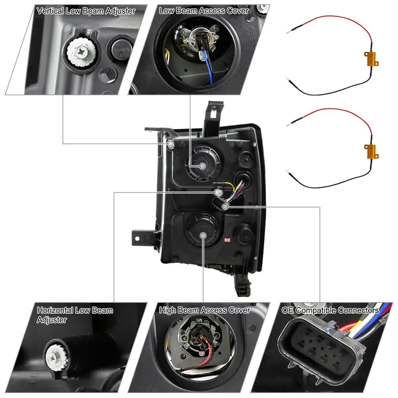Spec-D 14-16 Silverado U-Bar Led Projector Headlights Chrome 2