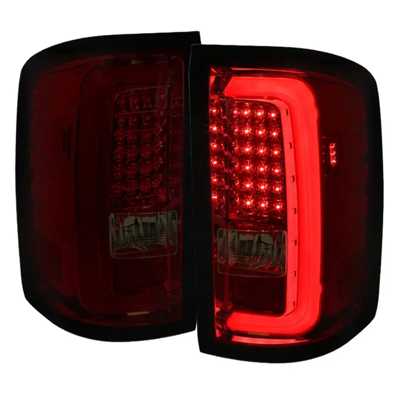 Spec-D 14-18 Gmc Sierra Led Tail Lights Chrome/Red Smoked 1