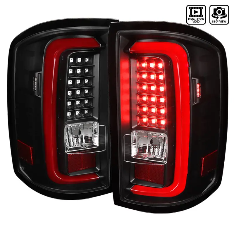 Spec-D 14-18 Gmc Sierra Led Tail Lights Full Black Housing Clear Lens 2