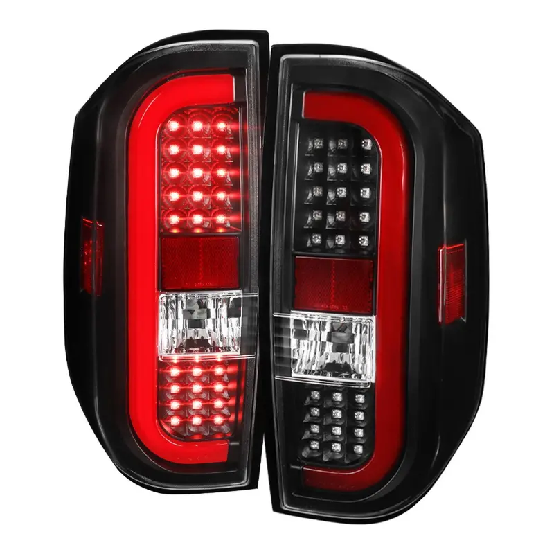 Spec-D 14-18 Toyota Tundra Red Bar Led Tail Light- Black Clear Lens 1