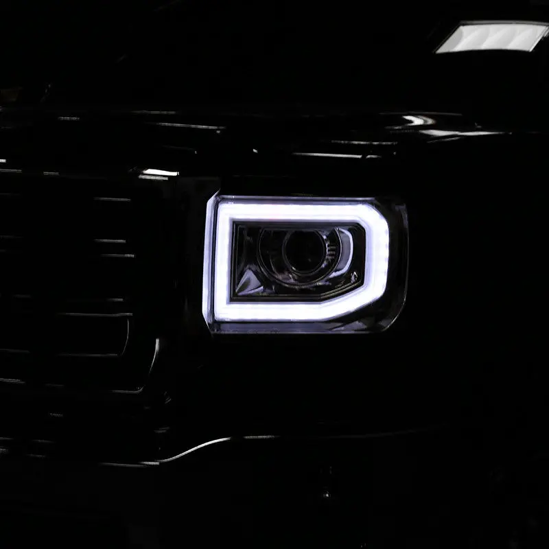 Spec-D 14-19 Gmc Sierra Headlights Led Drl Bar Projector Chrome 2