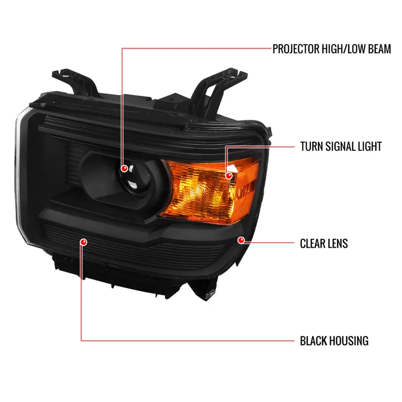 Spec-D 14-19 Gmc Sierra Headlights Projector Matte Black 2