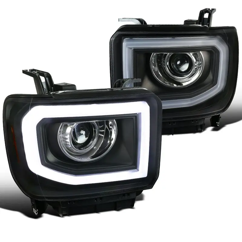 Spec-D 14-19 Gmc Sierra Led Bar Projector Headlights Black/Clear 1