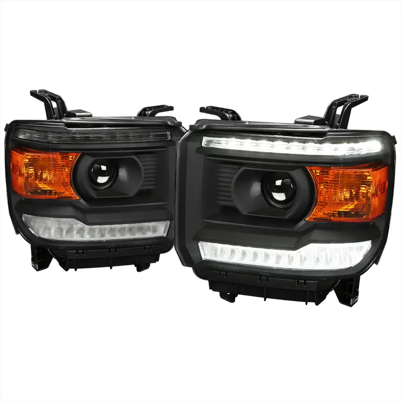 Spec-D 14-19 Gmc Sierra Pickup Led Bar Headlights Black 1