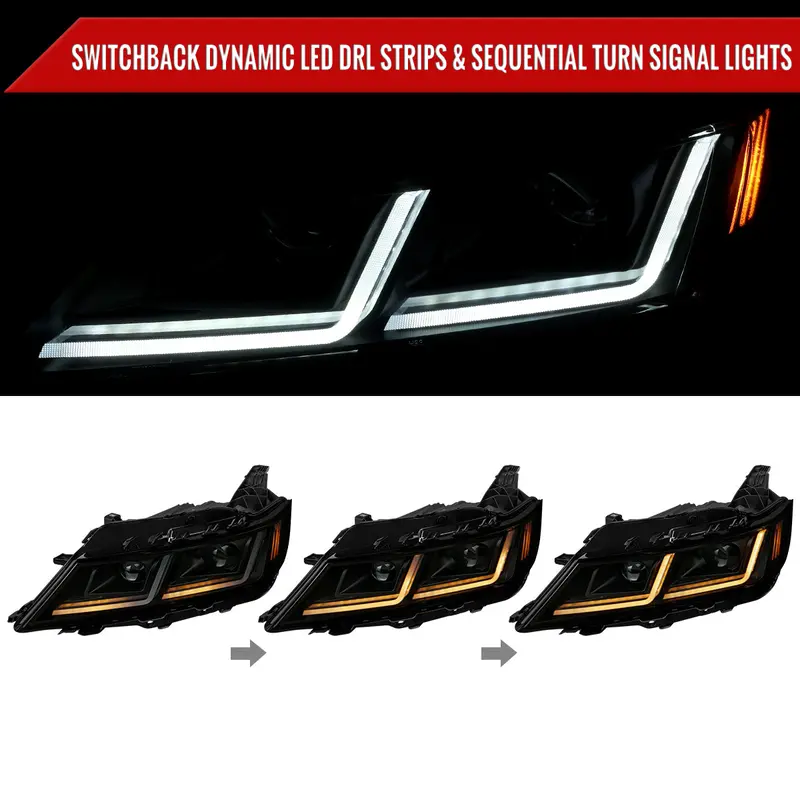Spec-D 14-20 Chevy Impala Headlights Full Drl Seq Black/Smoked 2