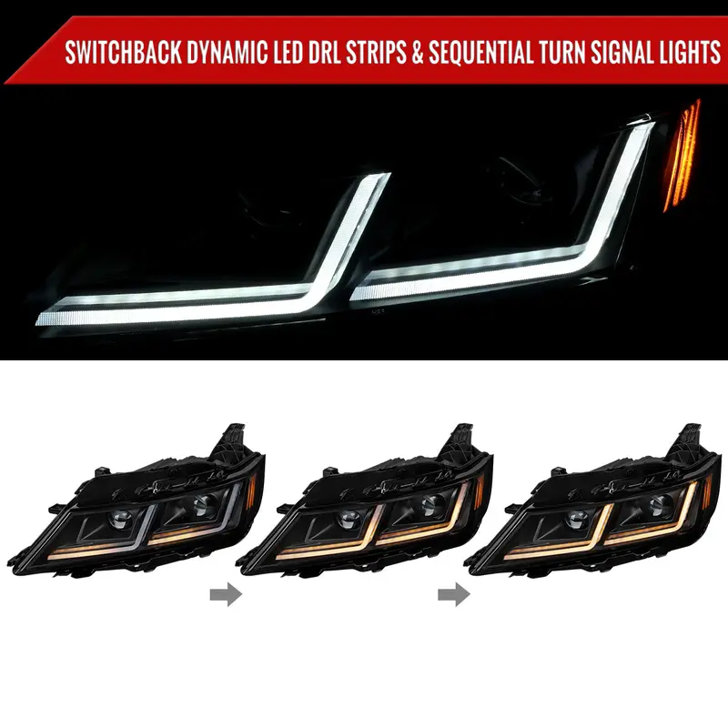 Spec-D 14-20 Chevy Impala Headlights Full Led Sequential Matte Black 2