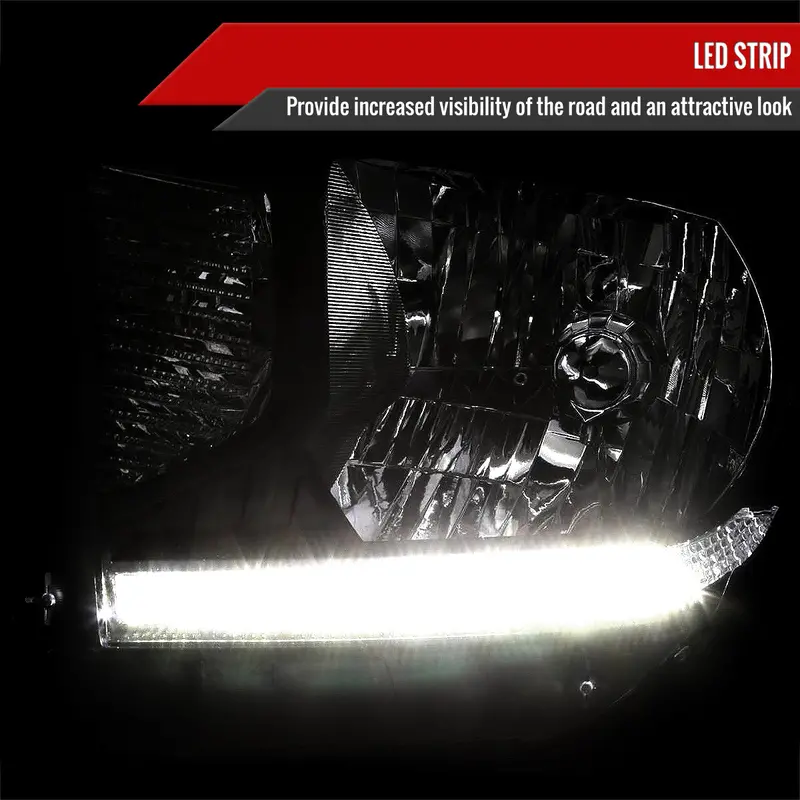 Spec-D 14-21 Toyota Tundra Oem Oem Style Led Strip Headlights Blk 2