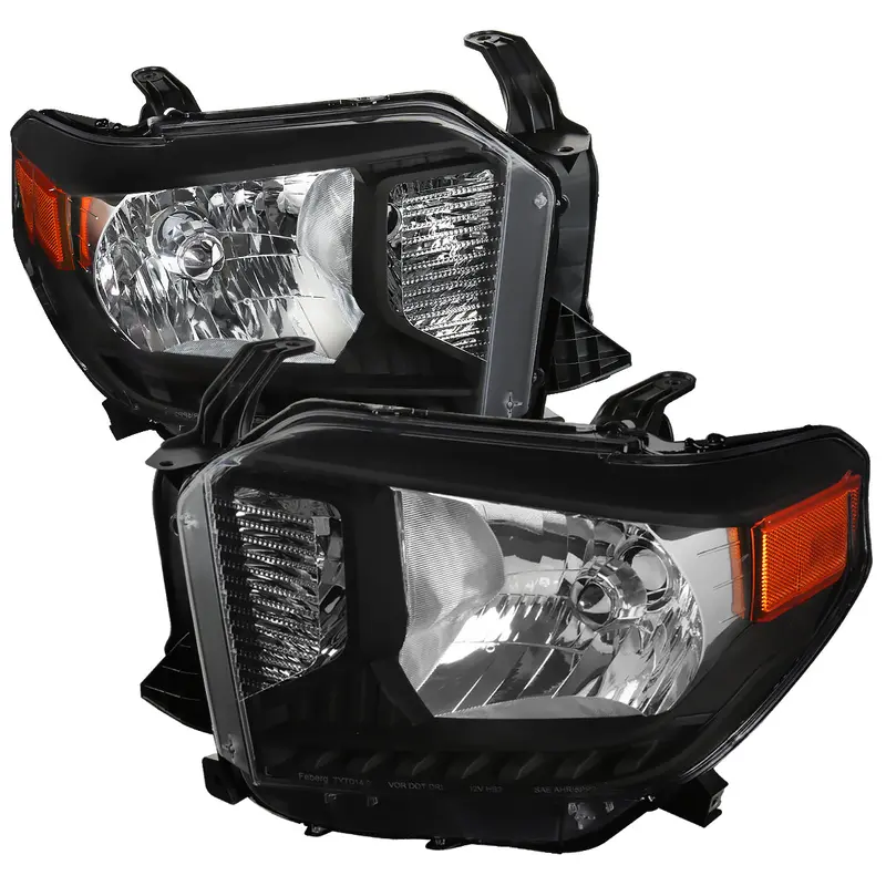 Spec-D 14-21 Tundra Headlights Oem Style Amber Reflectors Black 1