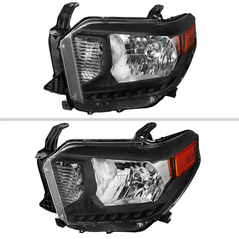 Spec-D 14-21 Tundra Headlights Oem Style Amber Reflectors Black 2