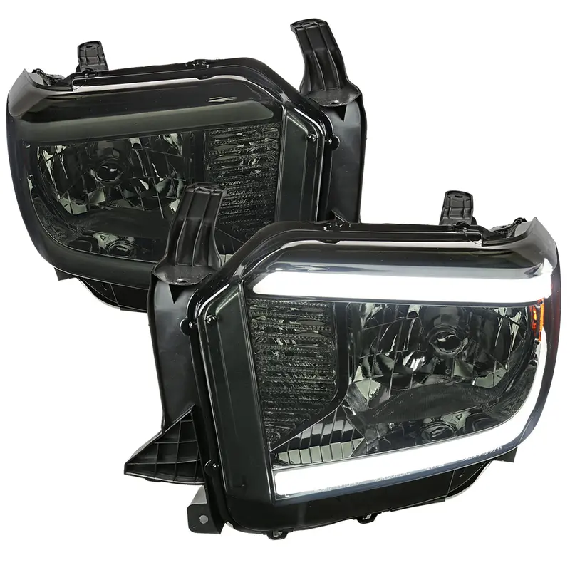 Spec-D 14-21 Tundra Led Bar Oem Style Chrome/Smoked Lens Headlights 1