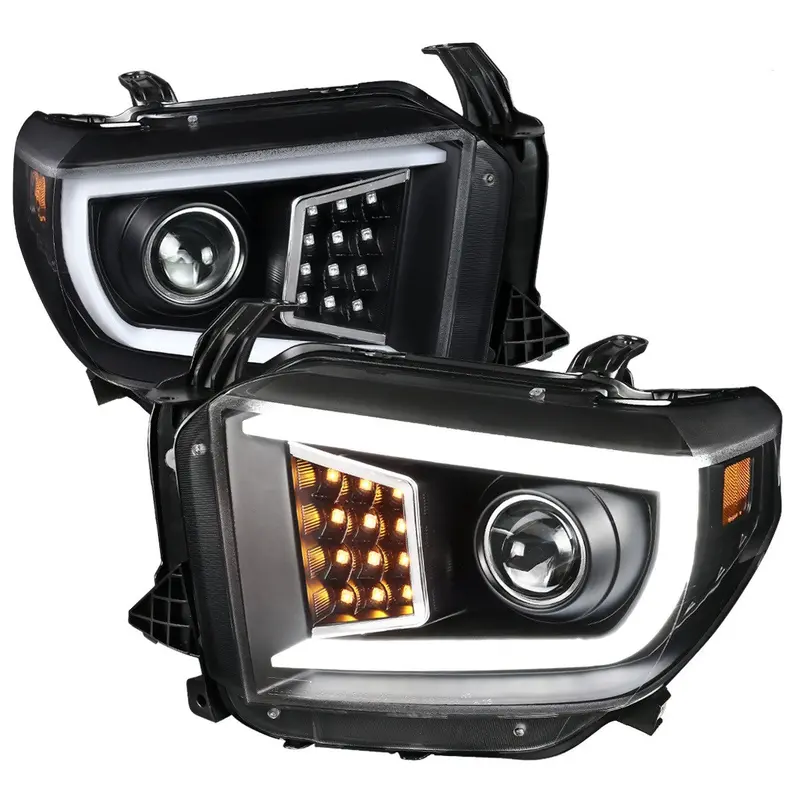 Spec-D 14-21 Tundra Led Bar Turnk Signal Headlights Black 1