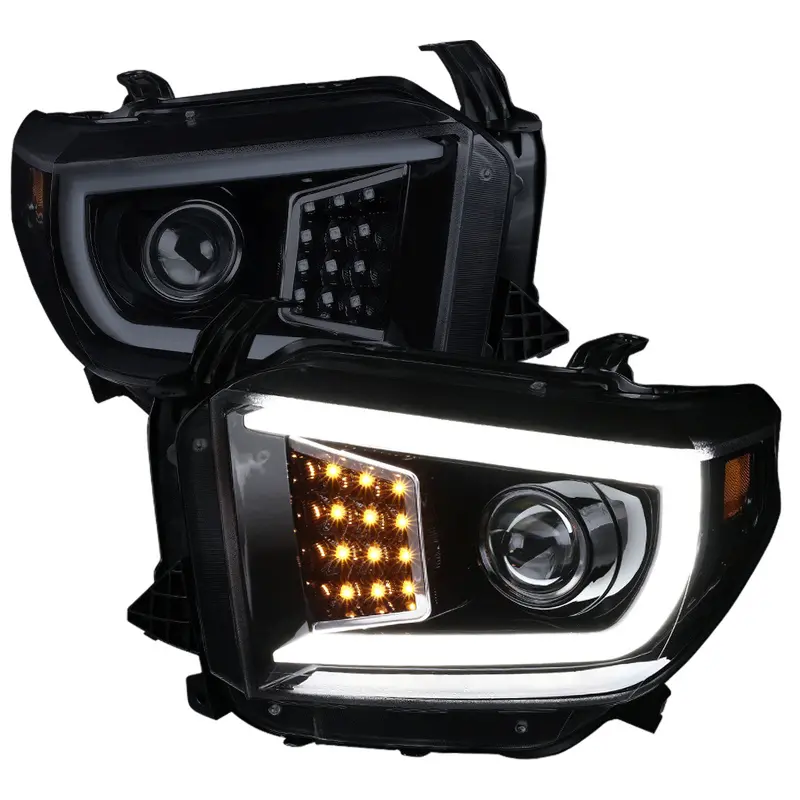 Spec-D 14-21 Tundra Projector Headlights Led C-Bar Black/Smoke 1