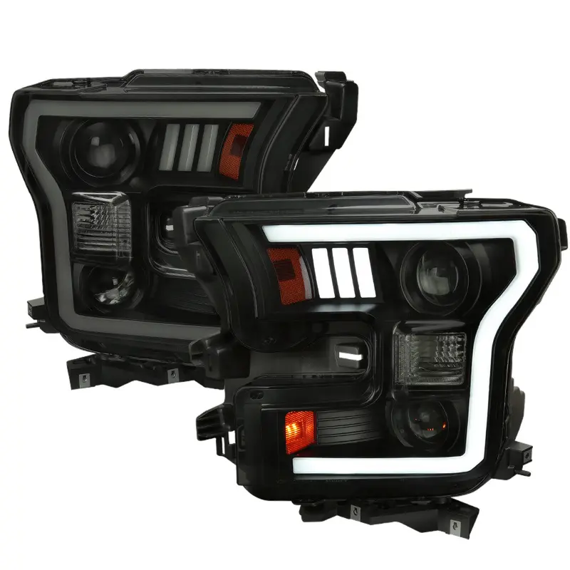 Spec-D 15-17 F-150 Headlights Led Bar Projector Black/Smoked 1