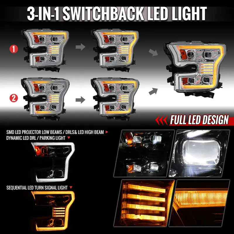 Spec-D 15-17 Ford F-150 Headlights Full Led Switchback Sequential. 2