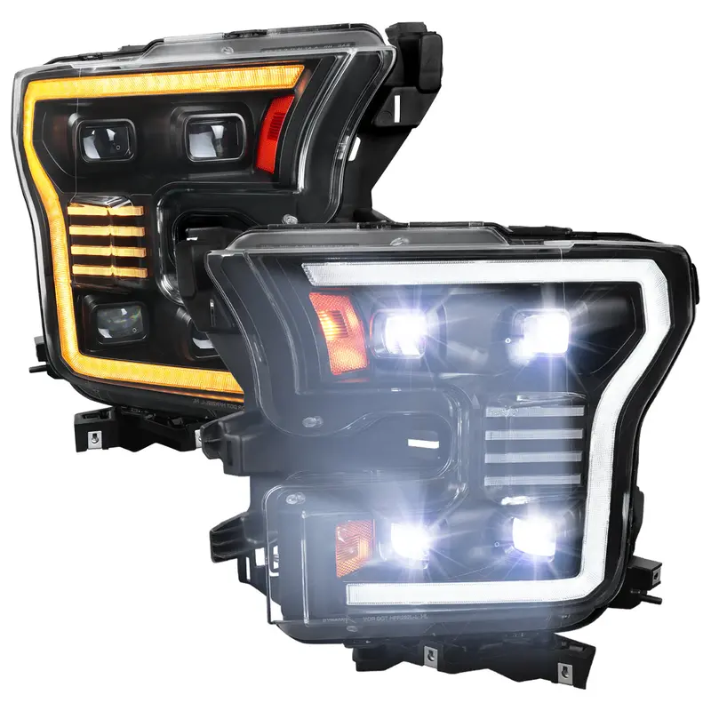 Spec-D 15-17 Ford F-150 Led Light Bar Projector Hid Headlight Black 1