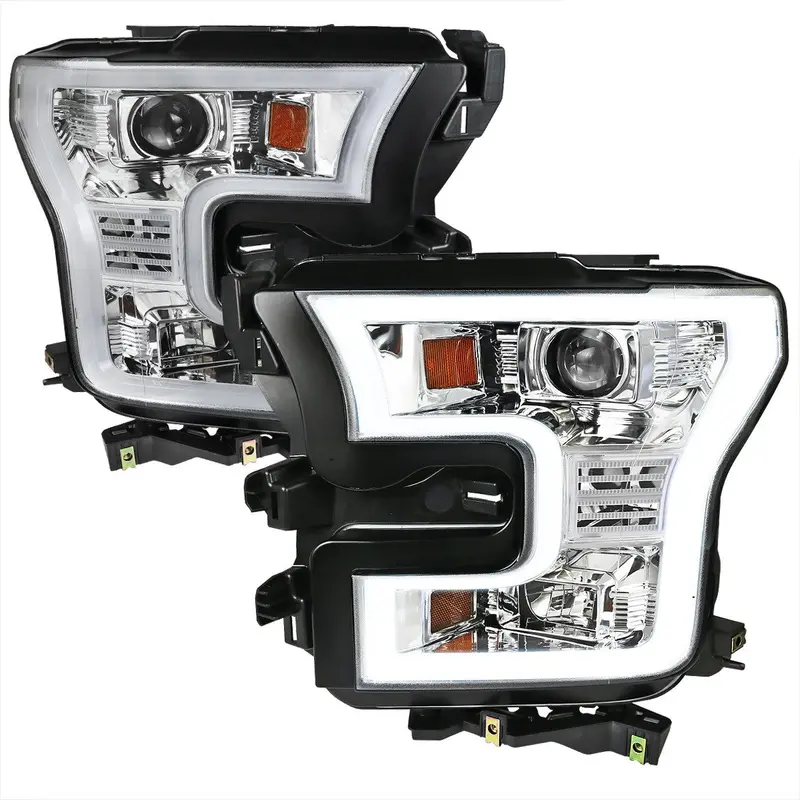 Spec-D 15-17 Ford F-150 Projector Headlights Chrome/Clear Halogen 1