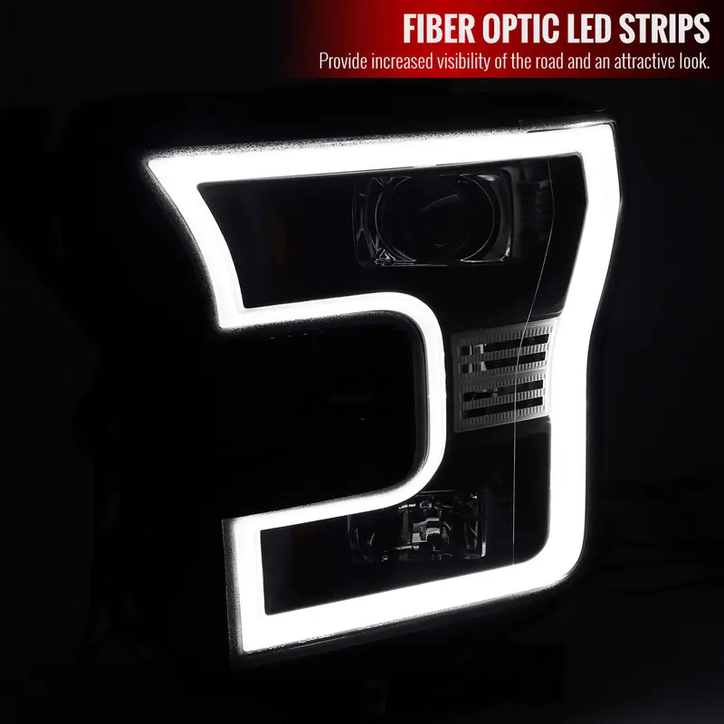 Spec-D 15-17 Ford F150 Led Bar Headlights Black Clear Lens 2