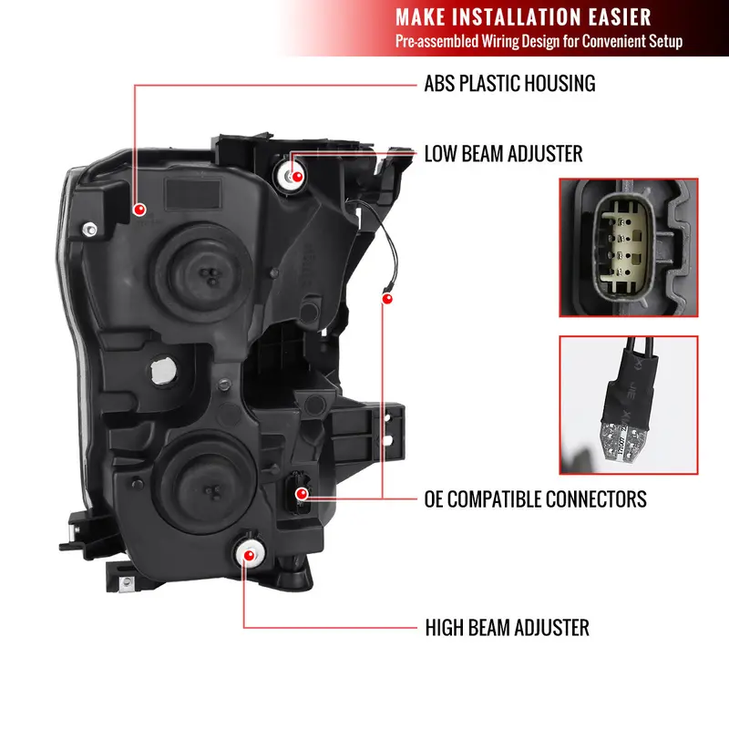 Spec-D 15-17 Ford F150 Projector Headlights Black Halogen 2