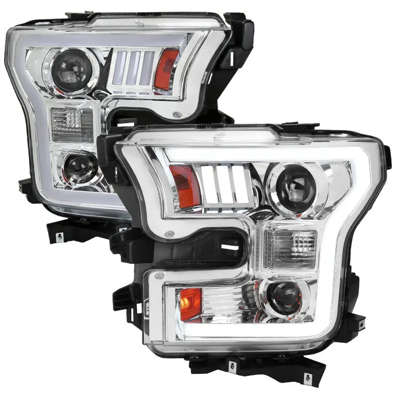 Spec-D 15-17 Ford F150 Projector Headlights Chrome Halogen 1