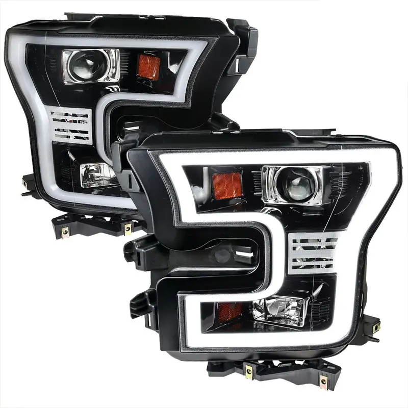 Spec-D 15-17 Ford F150 Projector Headlights Led Bar Black 1