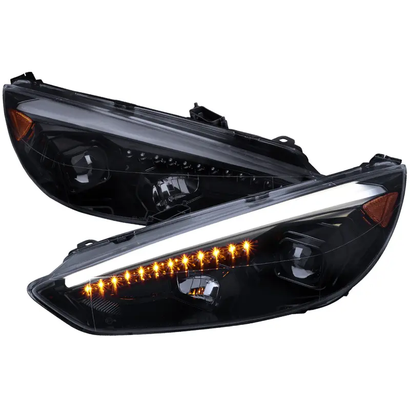 Spec-D 15-17 Ford Focus Projector Headlights Seq Led Smoked 1