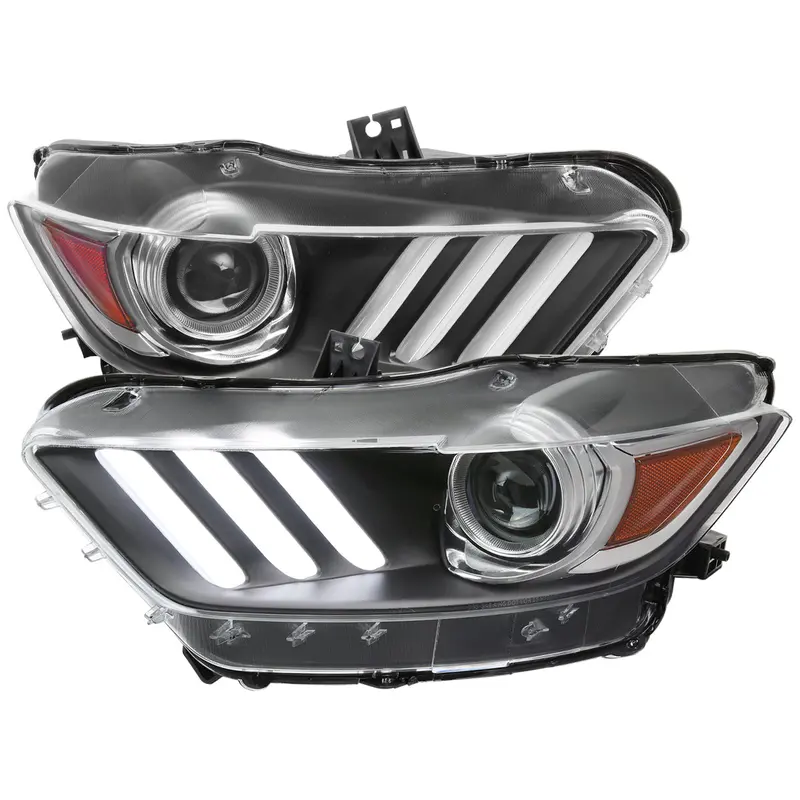 Spec-D 15-17 Ford Mustang Hid/Xenon Seq Led Projector Headlights Black 1