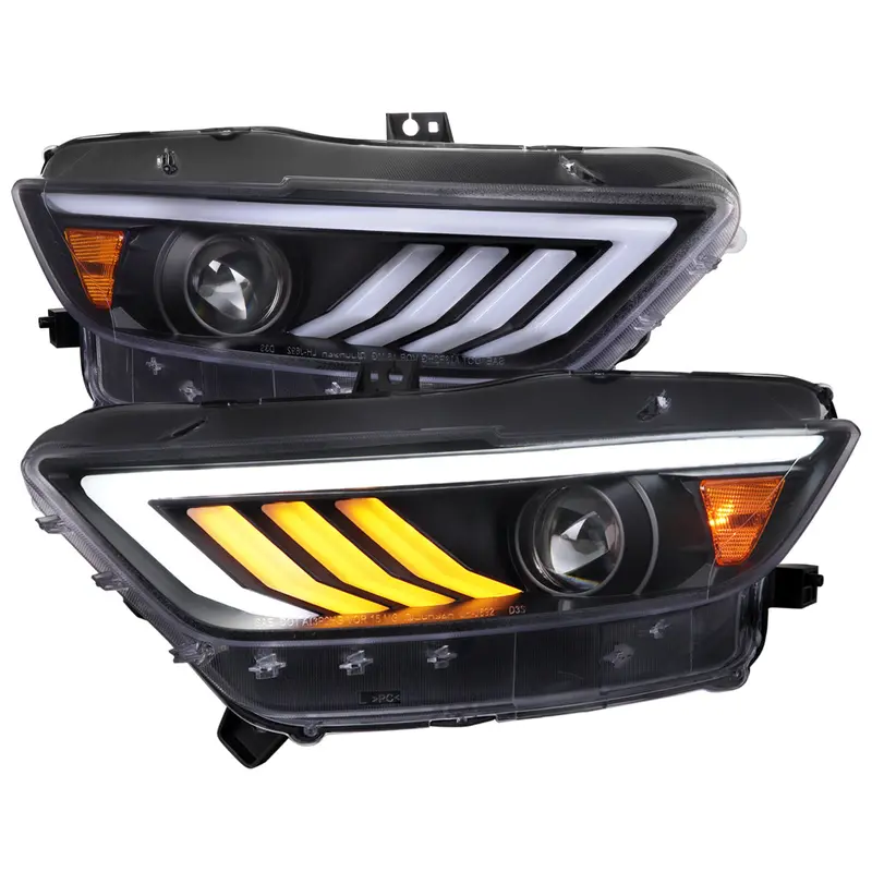 Spec-D 15-17 Ford Mustang Sequential Headlights Hid-Type Matte Black 1