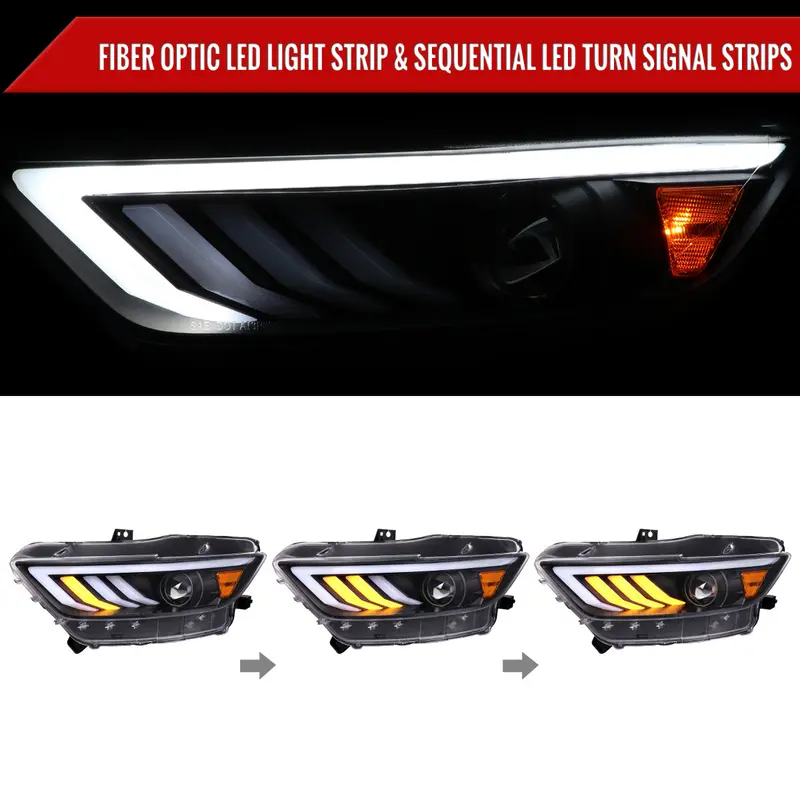 Spec-D 15-17 Ford Mustang Sequential Headlights Hid-Type Matte Black 2