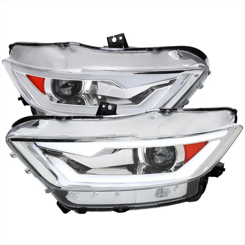 Spec-D 15-17 Mustang Led Bar Headlights Chrome Oem Hid 1