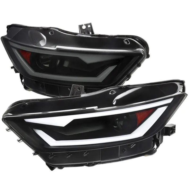 Spec-D 15-17 Mustang Led Bar Headlights Smoked Oem Hid 1