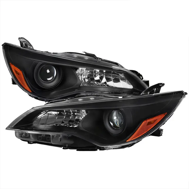 Spec-D 15-17 Toyota Camry Headlights Projector Matte Black/Clear Amber 1
