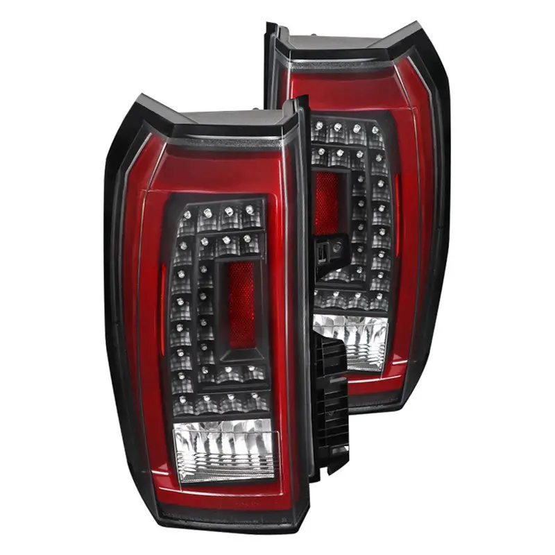 Spec-D 15-18 Chevy Tahoe Red Led Bar Black Tail Lights Clear Lens 1
