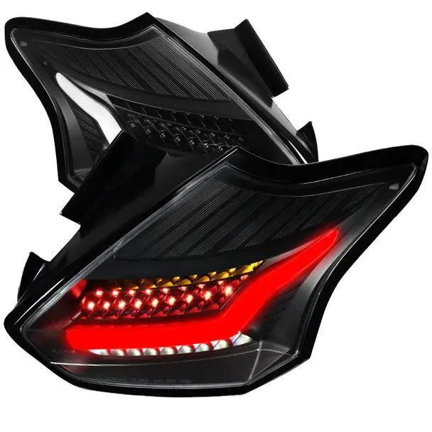 Spec-D 15-18 Ford Focus Hatchback Led Tail Lights Black 1