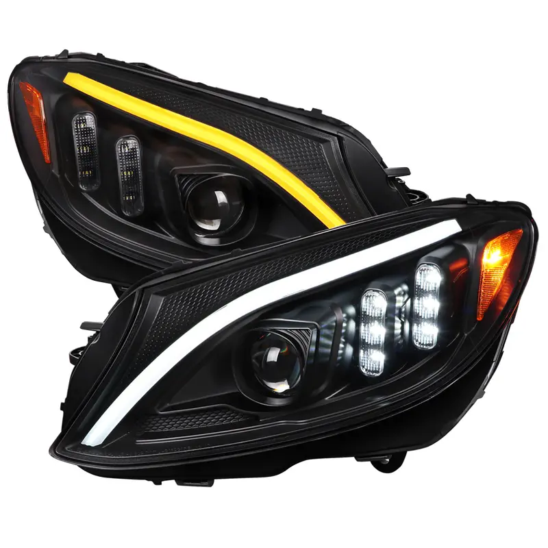 Spec-D 15-18 Mercedes-Benz C-Class W205 Seq Led Headlights Black 1