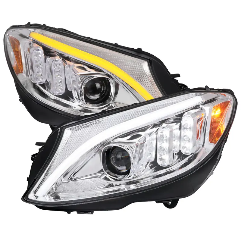 Spec-D 15-18 Mercedes C-Class W205 Seq Projector Headlights Chrome 1