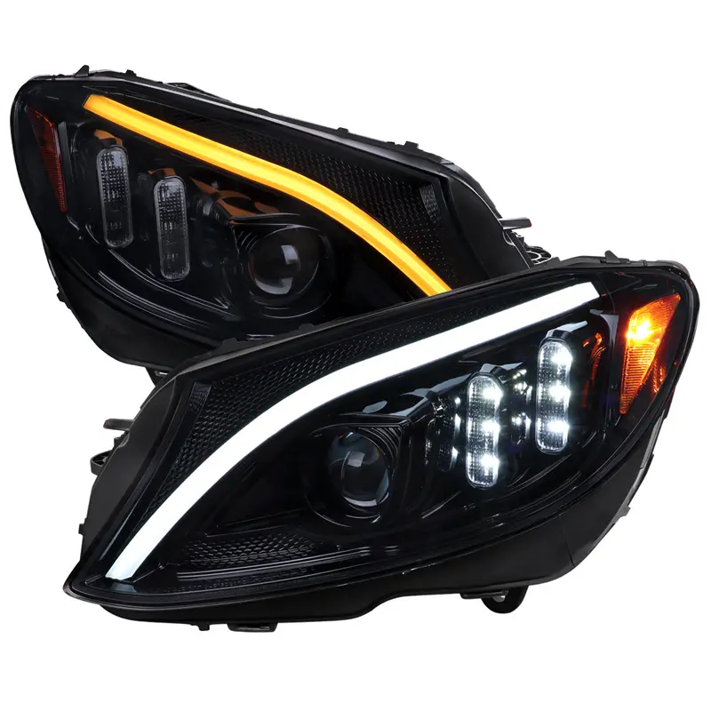 Spec-D 15-18 Mercedes C-Class W205 Sequential Headlights Black Smoked 1