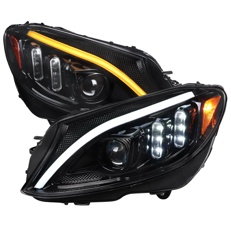 Spec-D 15-18 Mercedes C-Class W205 Sequential Headlights Black/Smoked 1
