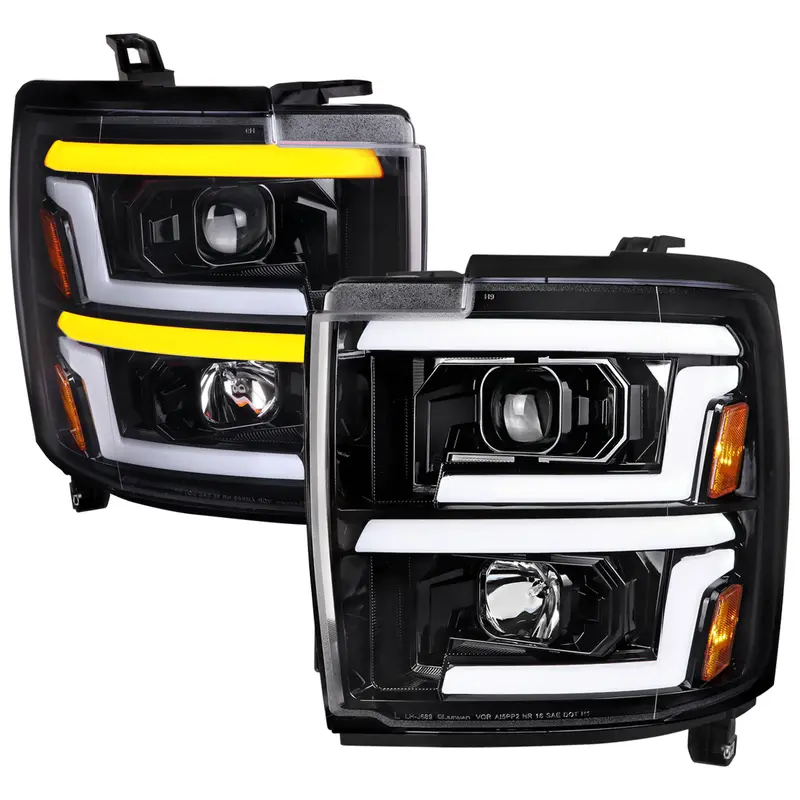 Spec-D 15-19 Chevy Silverado 2500Hd/3500Hd Seq Pro Headlights Gl Black 1