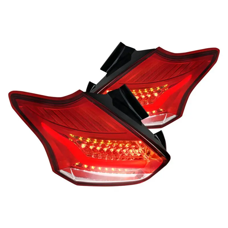 Spec-D 15-19 Ford Focus Hatchback Led Tail Lights Chrome/Red 1
