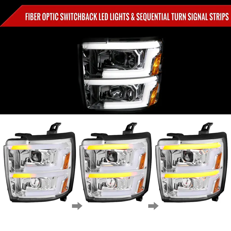 Spec-D 15-19 Silverado 2500Hd/3500Hd Headlights Switchback Seq Chrome 2