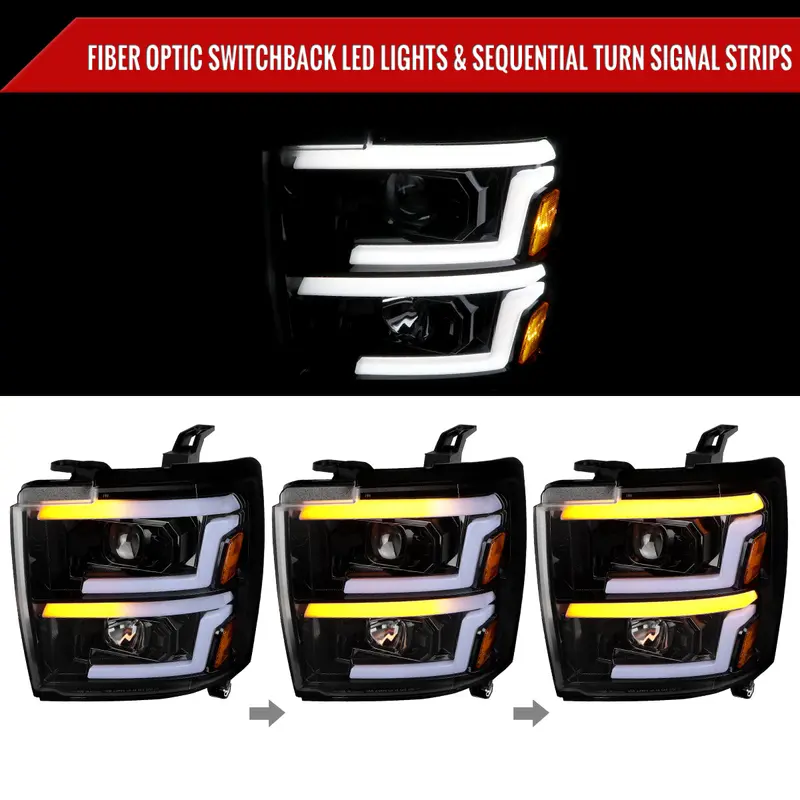 Spec-D 15-19 Silverado 2500Hd/3500Hd Headlights Switchback Sequential. 2