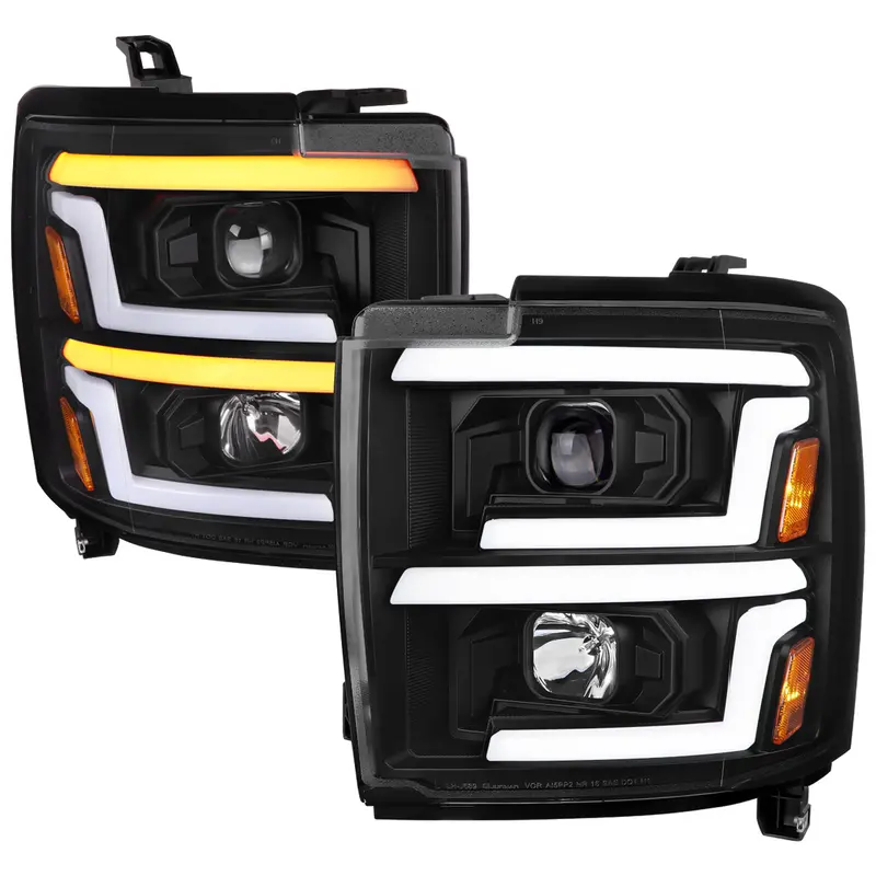 Spec-D 15-19 Silverado 2500Hd/3500Hd Sequential Headlights Black 1