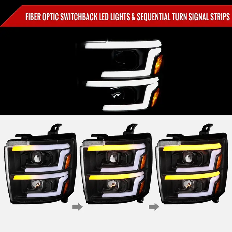 Spec-D 15-19 Silverado 2500Hd/3500Hd Sequential Headlights Black 2