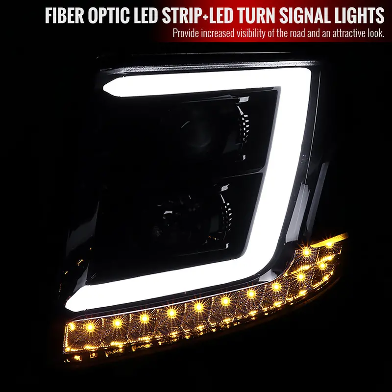 Spec-D 15-20 Chevy Tahoe Projector Headlights Led Bar Bk Smoked 2