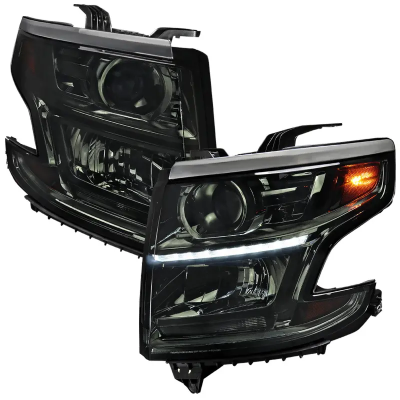 Spec-D 15-20 Chevy Tahoe Suburban Headlights Led Projector Smoked 1