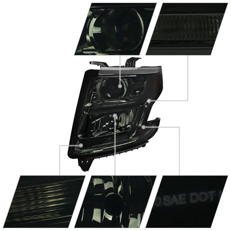 Spec-D 15-20 Chevy Tahoe Suburban Headlights Led Projector Smoked 2