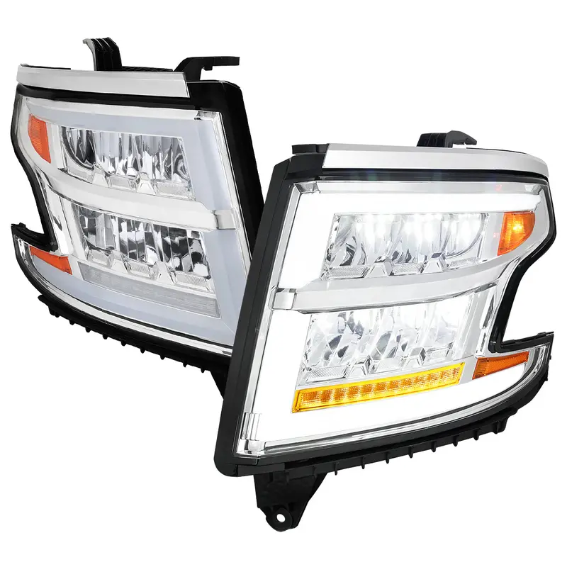 Spec-D 15-20 Chevy Tahoe Suburban Headlights Sequential Chrome/Clear 1