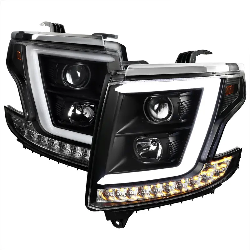 Spec-D 15-20 Chevy Tahoe / Suburban Projector Headlights Black/Clear 1